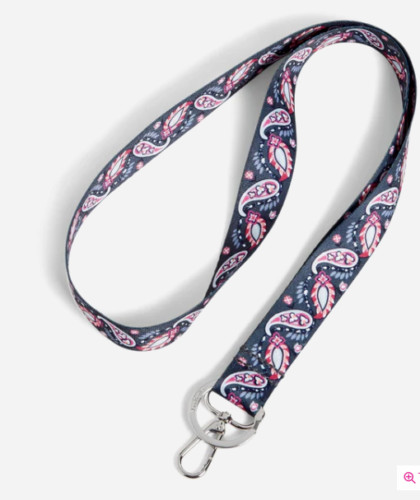 Vera Bradley Wide Lanyard Key Ring-Felicity Paisley-Signature Cotton Free Ship