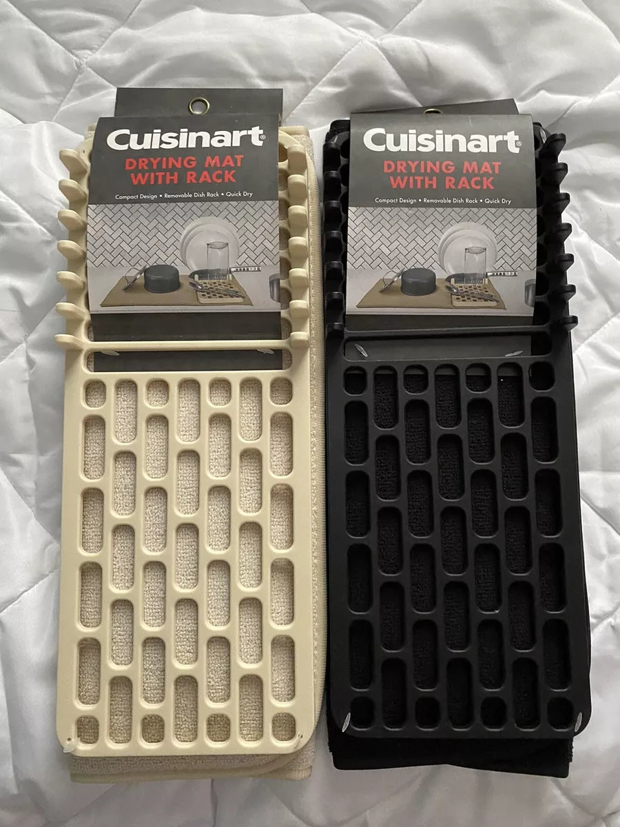 Lot Of 2 New Cuisinart Dish Drying Mat with Drying Rack 18 x 16 Tan/ Black