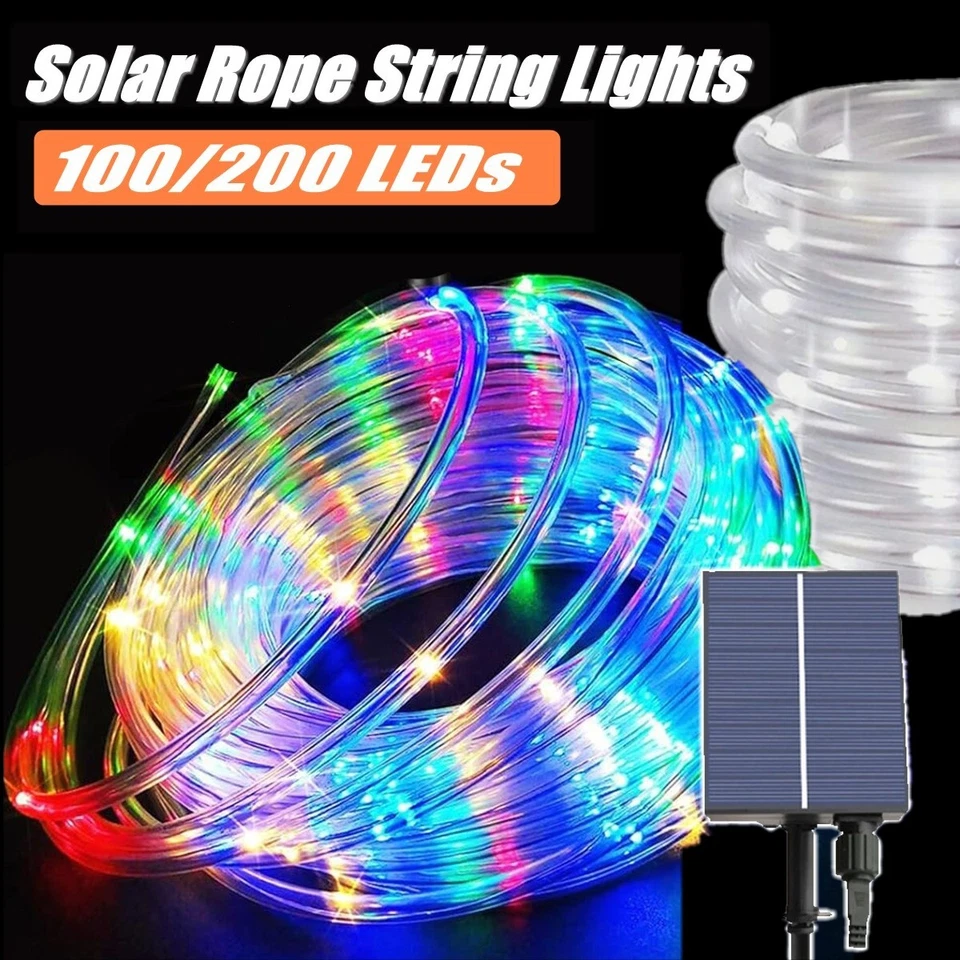 33/66FT Solar LED Rope String Lights for Indoor Outdoor Party Christmas Decor - Image 4 of 4