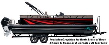 Red Sunburst Lines Black Graphic Wrap Decal Vinyl Bass Fishing Pontoon Boat