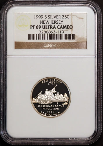 1999 S NEW JERSEY SILVER State Quarter Proof  NGC PF69-Free Ship