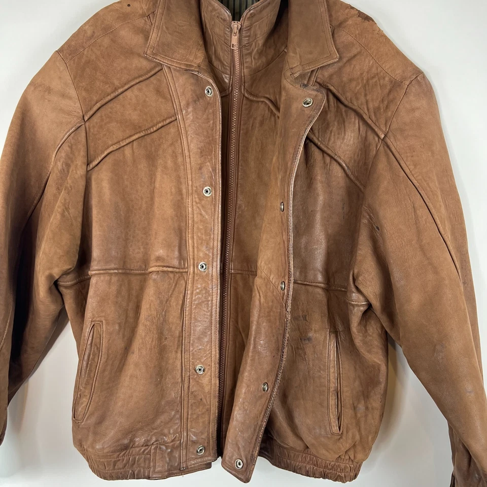 Chaqueta De Colección Christian Dior Le Connaisseur Paris NY XL Marrón Cuero Alkahn Dañado Foto 3 de 4