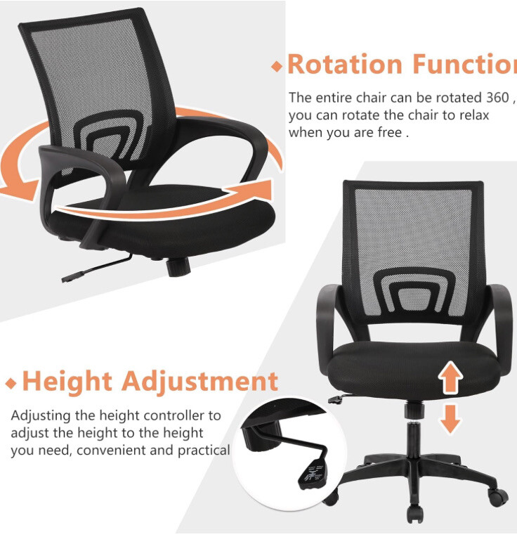 BestOffice Executive Chair with Lumbar Support and Swivel, 250 lb