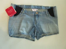 Isabel Womens Maternity Denim Shorts 10 NWT Blue Expandable Side Panels 