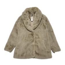 Nutmeg Beige Faux Fur Snap Fasten Coat Uk Women's Size 8 Bnwt Cc248