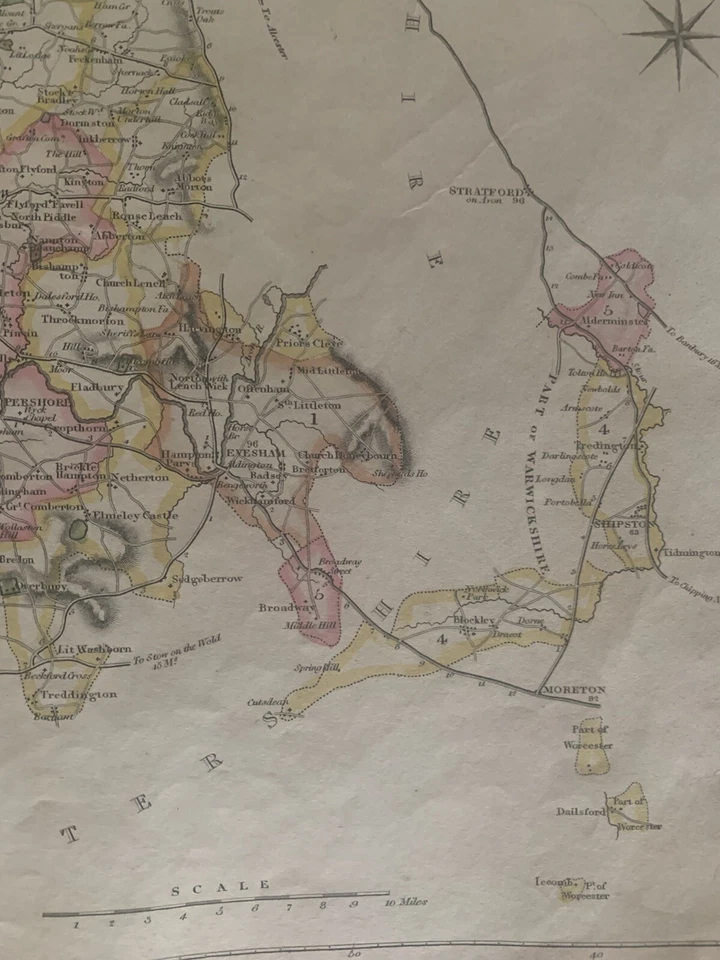 1830 Worcestershire by Hoare & Reeves Large Antique Hand Coloured Map - Image 4 of 4