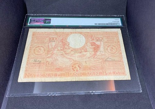 PMG Grades Belgium, Banque Nationale P113 1944 100 Francs-20 Belgas Banknotes - Picture 9 of 10