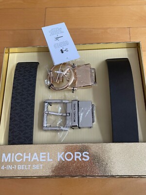 MK Two for one belt set. Michael Kors 2 in 1 Belt Set MK Logo Gold Buckle Blue Floral  main image 2