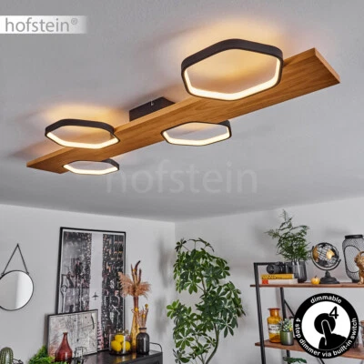 LED Wohn Ess Schlaf Zimmer Beleuchtung Decken Lampe Leuchte dimmbar Holz/schwarz