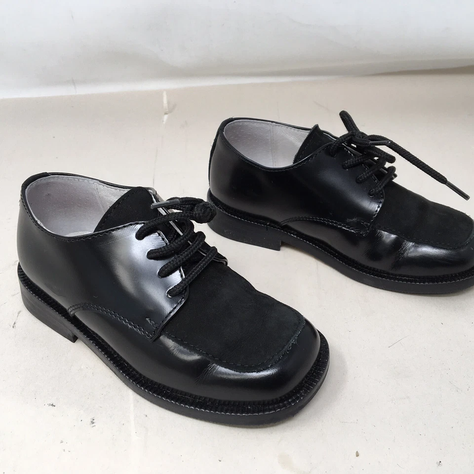 Zapatos de vestir negros para niños pequeños talla 7 zapato Be Doo hecho en Italia cuero gamuza Foto 2 de 4