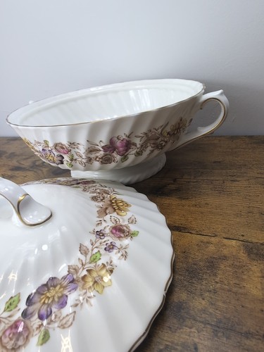 Royal Doulton MAYFAIR FLORAL GOLD Round Lidded Vegetable Bowl H.4897 - Picture 4 of 8