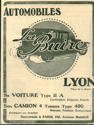 Werbung altes Auto Auto La BUIRE 1918 oder 1921 aus Zeitschrift
