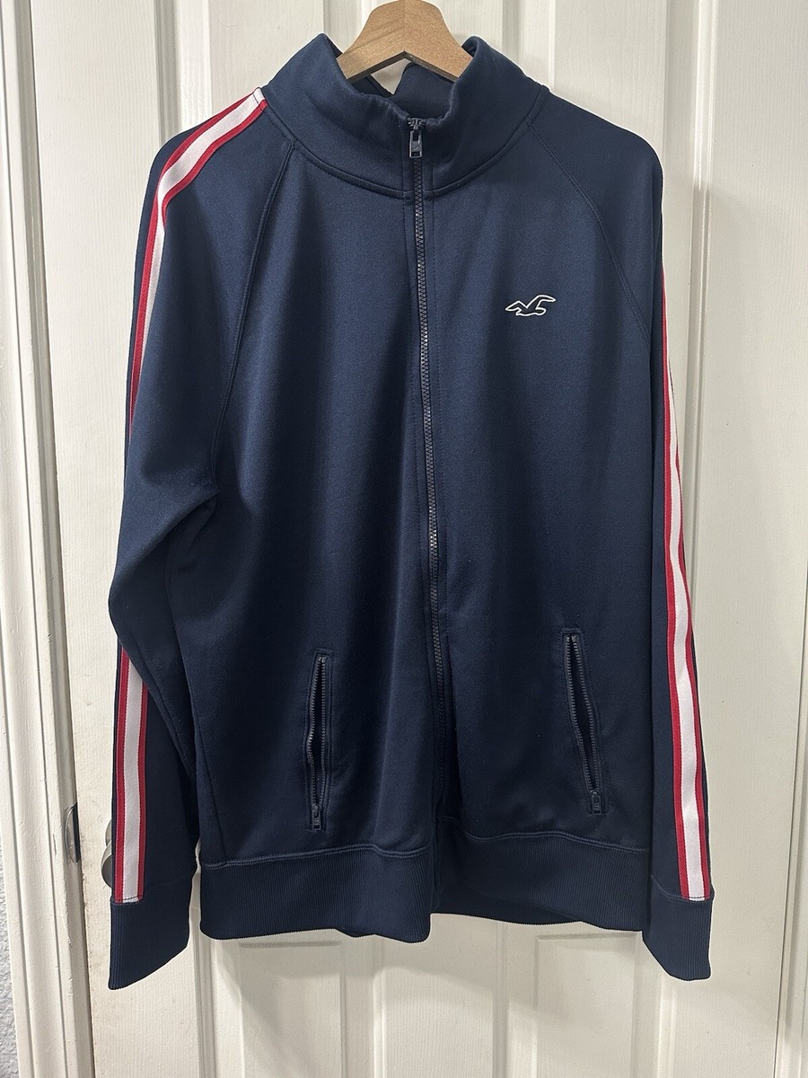 Hollister California Full Zip Track Jacket Long Sleeve Mens Size XL Blue Red