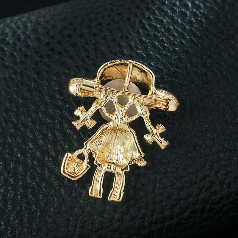 Encantador broche colgante sombrero niña ópalo esmalte rosa para mujer Foto 3 de 3