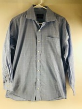 Nautica Shirt Men's Size 16 32/33 Blue Checkered with Pocket Cotton Button Down