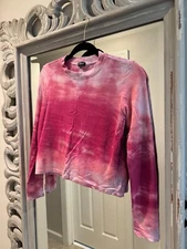 Bleusalt Pink Long Sleeved Tie-Dye Cropped Shirt - Size 00