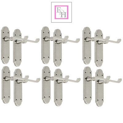 Epsom Satin Nickel Türgriffe innen - viktorianischer Rollhebelriegel 6er Set