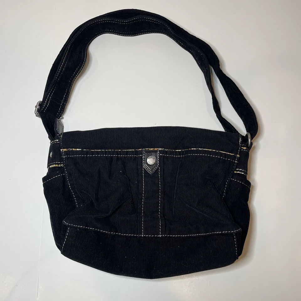Bolso de Hombro Fossil **Vintage** Pana Negra en Excelente Estado Foto 2 de 4
