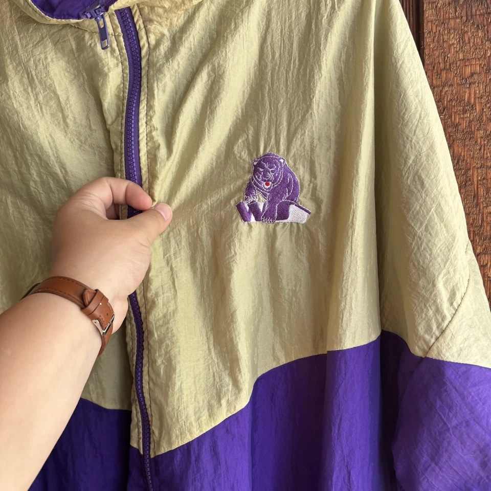Vintage NEFF Nylon Windbreaker Purple Lime Made In USA 90s Street wear Zip - Image 4 of 4