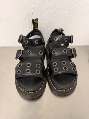 Dr Martens Gryphon How Hardware Black Brando Leather Chunky Sandals Size 9.5 W