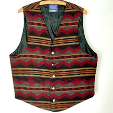 Vintage Pendleton High Grade Western Wear Wool Multi Color Vest Men's Large USA