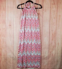 Trina Turk Serafina Crochet Maxi Cover Up Dress Womens Pink Zigzag Halter Neck