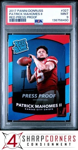 2017 DONRUSS RED PRESS PROOF #327 PATRICK MAHOMES II RC RATED ROOKIE PSA 9