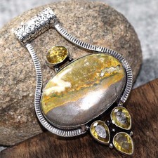 Bumble Bee Jasper Citrine Jewellery Pendant Handmade Gemstone Size 2.5" JW