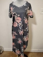 Tickled teal Women's Large Floral Dress Romantic Soft Feminine Casual Cottage