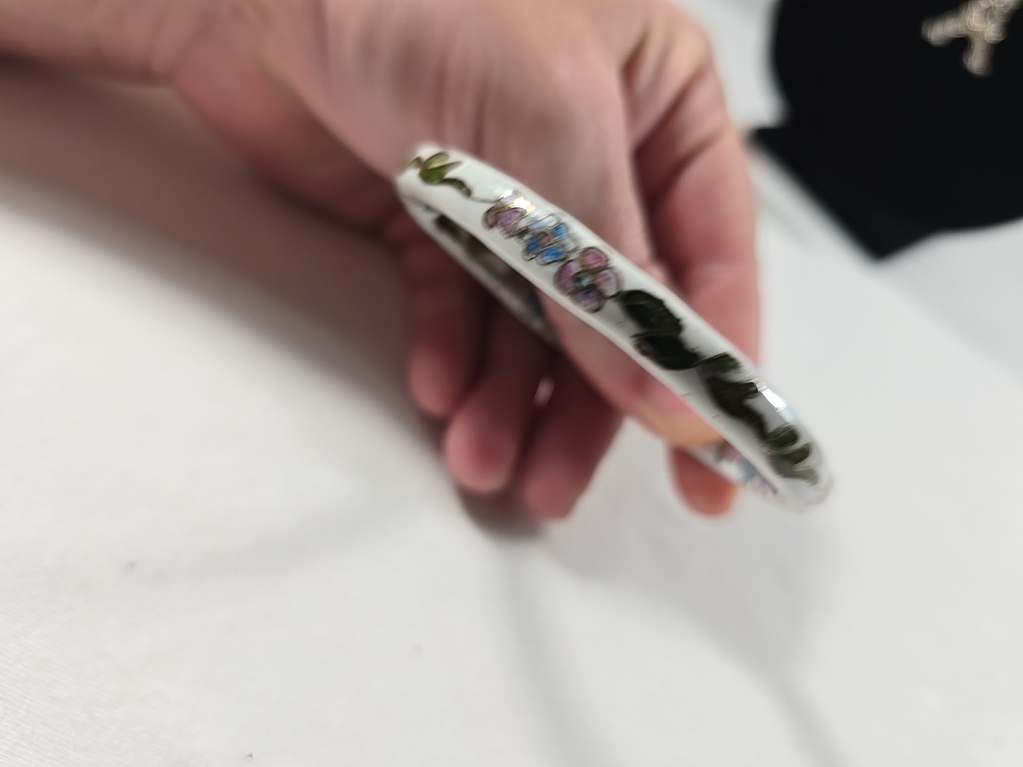 Vintage Cloisonne Bangle Stackable Bracelet White… - image 8