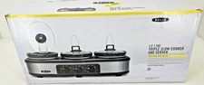 Bella - 3 x 1.5-Quart Triple Slow Cooker - Stainless Steel/Black