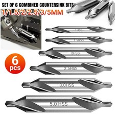 Set 6 Pezzi Elettroutensili per Foratura Metallo Punte Svasatrici Combinate Trapano Centrale HSS