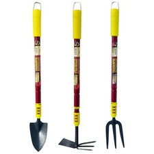 3pc Telescopic Garden Hand Tools Set Fork Trowel Weeder / Hoe Extending Handles