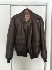 Men’s Dark Brown Leather Goat Skin Bomber Jacket 42R U.S. Air Force