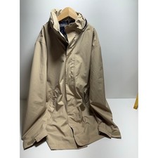 Vtg Lands End Wind Break Jacket Rain Coat Beige Men s 34-36 Sz S Full Zip Hooded