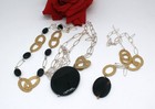 Sterling Silver Faceted Onyx 3 Piece Necklace Set CAT RESCUE — photo 2