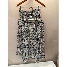 Rachel Parcell Black White Leopard Print Button-Down Top and pants small