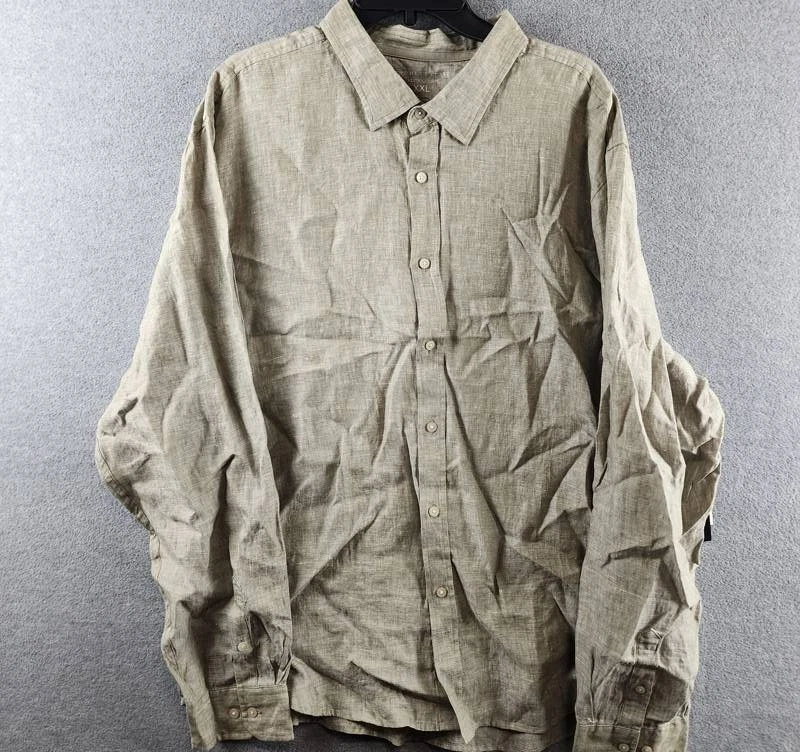 The Men's Store at Bloomingdale's Yarn-Dyed Standard Fit Linen Shirt XXL Mermaid