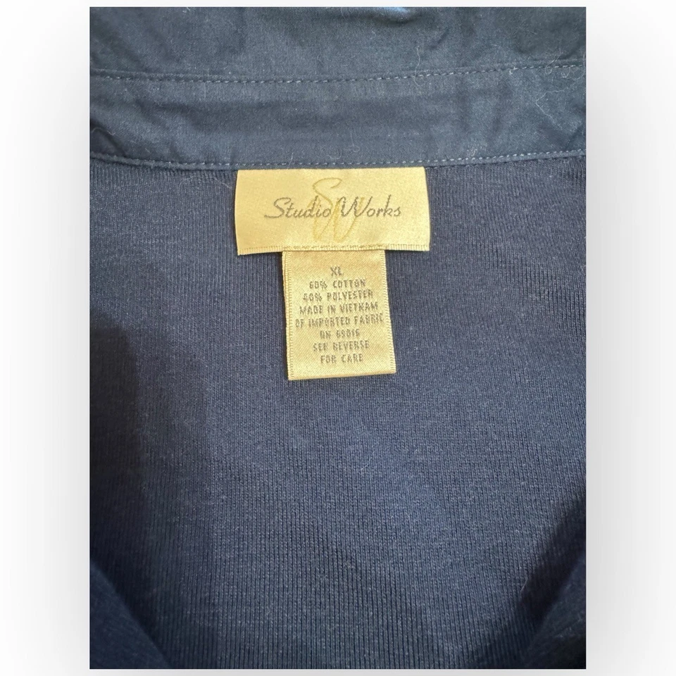 Nuevo con etiquetas Top Studio Works Azul Marino Cuello Dividido Manga 3/4 Para Mujer Estilo XL EK1000 Foto 4 de 4