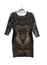 Say What Lightweight Sweater Dress Bodycon Aztec Short Sleeve Stretch Sz L