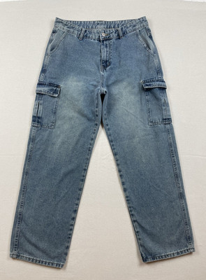 Manfinity Cargo Jeans Womens Y2K Size Medium Grunge 32x29 Skater Baggy High-Rise
