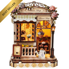 DIY Book Nook Kit Miniature House 3D Puzzle 96-Piece LED Bookshelf Decor Model