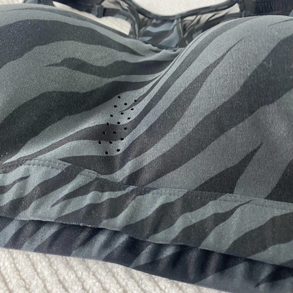 Avia Sports Bra Womens XL Black Gray Zebra Print Racerback Padded Athletic - Image 2 of 4