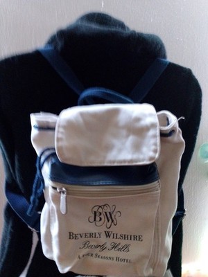 5-Star Beverly Wilshire Hotel Los Angeles  Four Season  Denim Small Backpack Bag