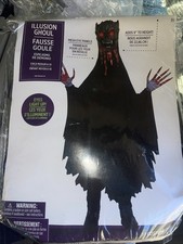New Illusion Ghoul Halloween Costume Child Size M 8-10 Eyes Light Up 