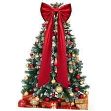  52.2 x 15.5 Inch Christmas Tree Topper Red Satin Bows,Double Layer Extra 