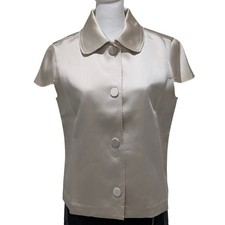 Jason Wu NWT Cream Satin Snap Button Front Ca...