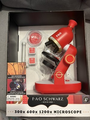 FAO Schwarz Kids' Microscope Set High Magnification Built-in Light 40pc