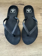 Reef Cushion Women's Stargazer Sparkle Black Thong Flip Flops Sandals Size 6