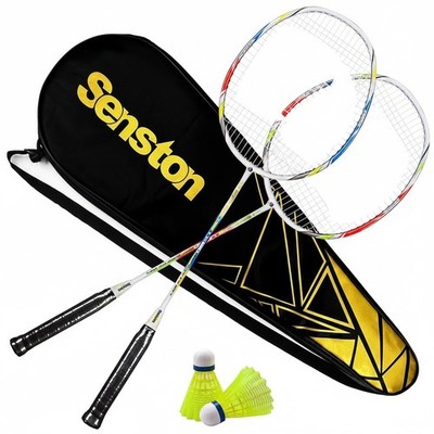 Badminton Set 2 Schläger Federtasche für Einsteiger leichtgewicht Graphit